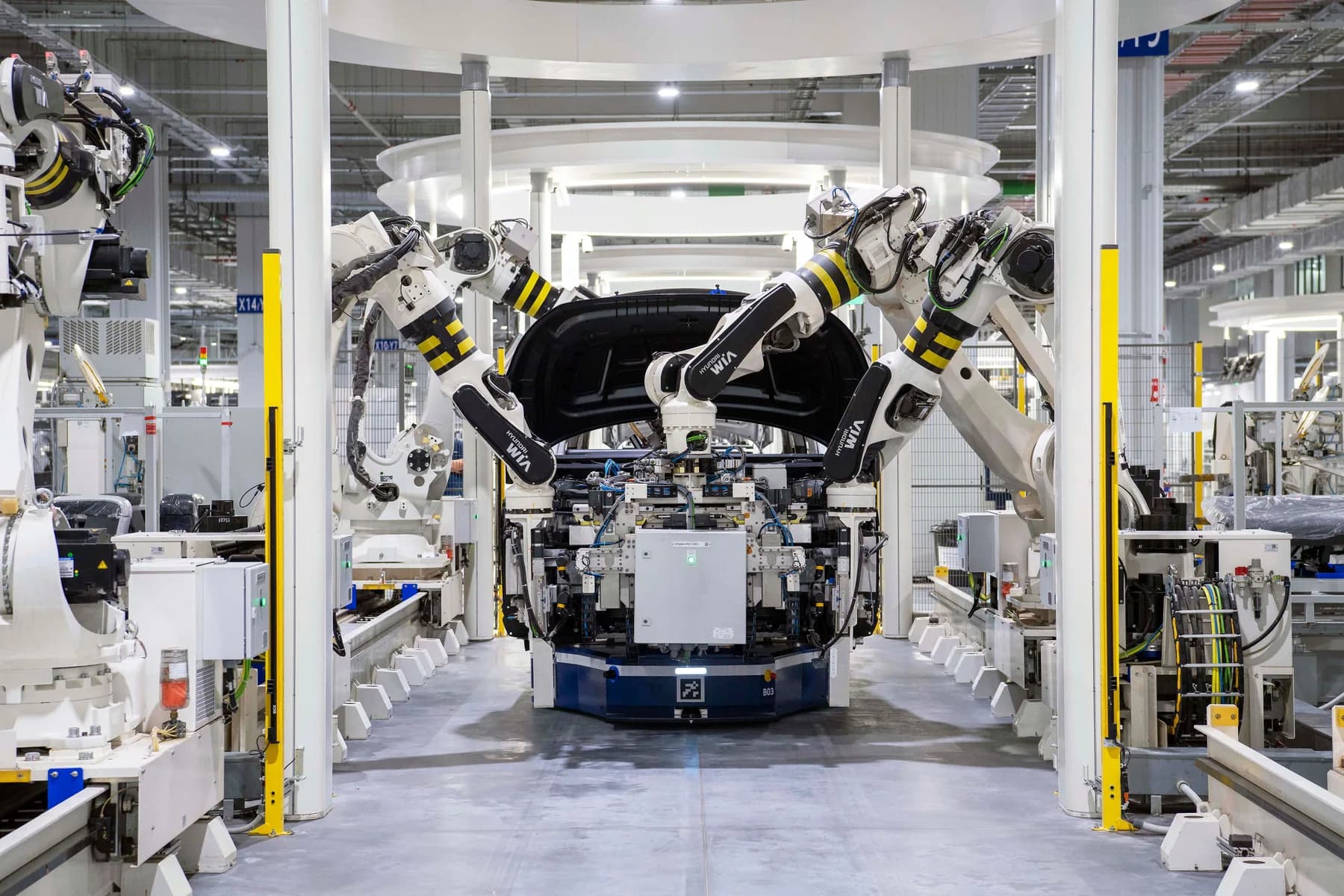 Robots on a car assembly line